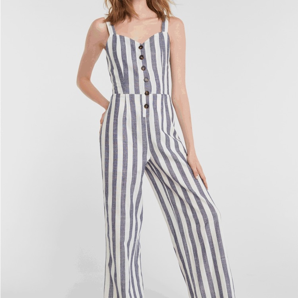 Like New JOA Striped Blue and White Jumpsuit, Small